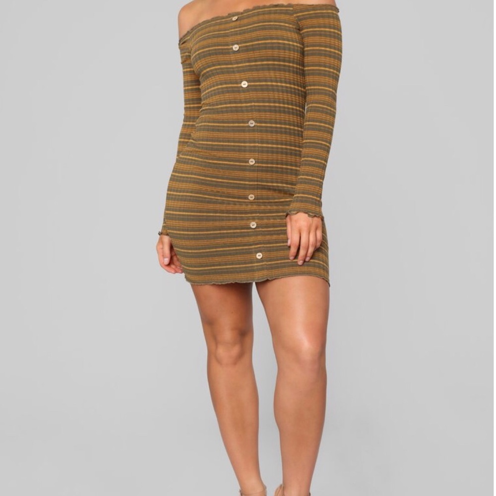 Janelle Off the Shoulder Stripe Dress